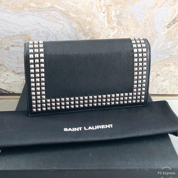 Saint Laurent Monogram Studded Leather Clutch Bag - Picture 3 of 8
